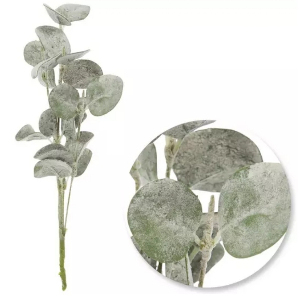 New 10 Frosted Artificial Eucalyptus Spray